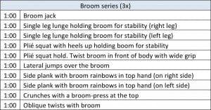 No equipment workout using a broom asweatlife fabfitchicago