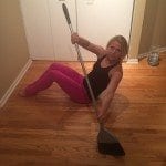 asweatlife fabfitchicago broom lunge no equipment workout broom broom oblique twist bodyweight workout