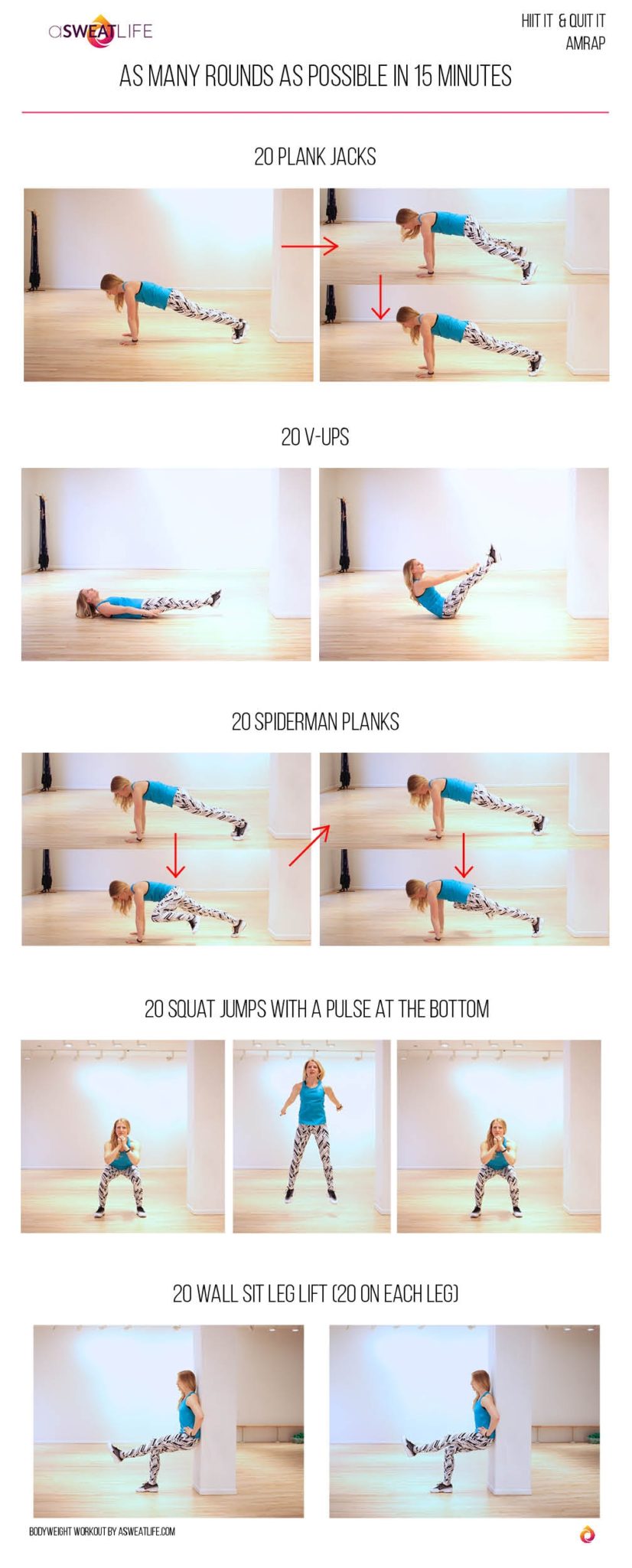 Your Body Weight Workout - As Many Rounds As Possible - A Sweat Life