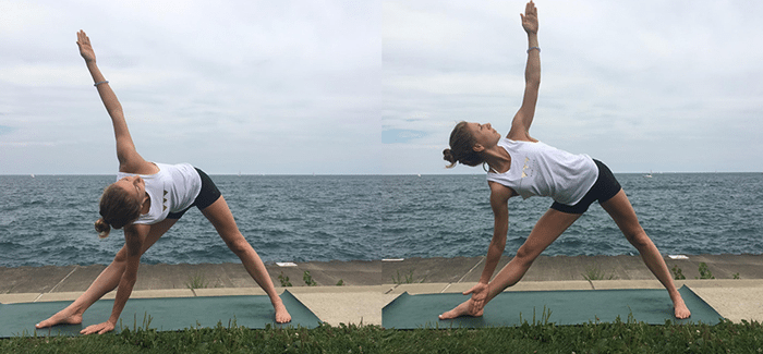 Collage of young woman doing different yoga poses on grunge wall background  Stock Photo - Alamy