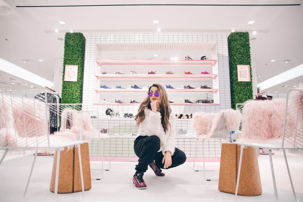 Andrea Russett at Nordstrom x Nike shop