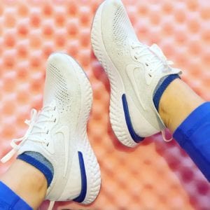 White Nike Epic React Flyknit Running Shoes