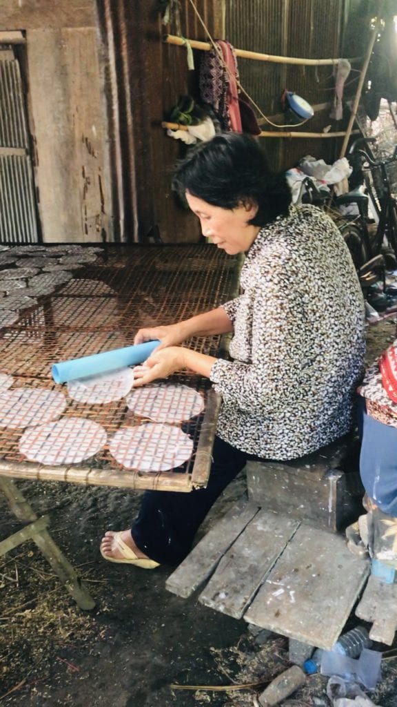 making rice paper in cambodia