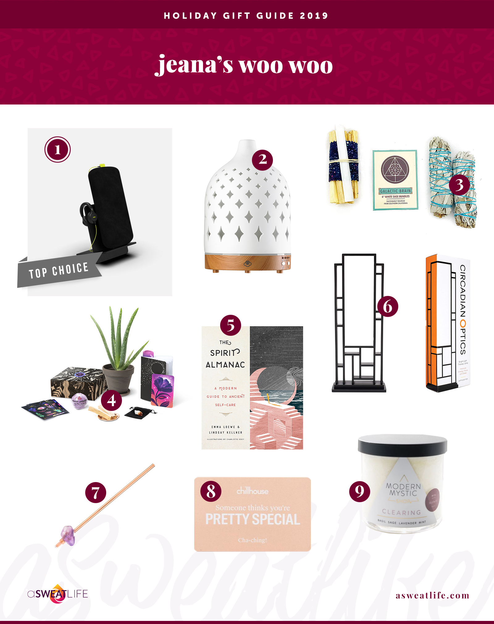 aSweatLife gift guide, woo-woo holiday gifts