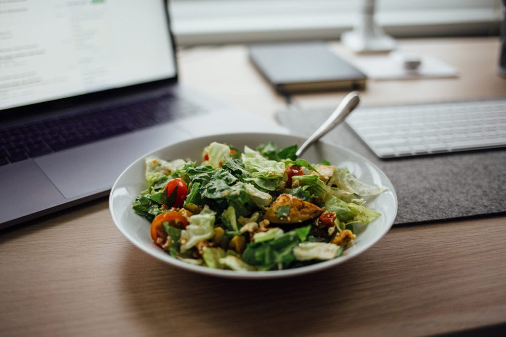 healthy office snacks in a desk side pantry