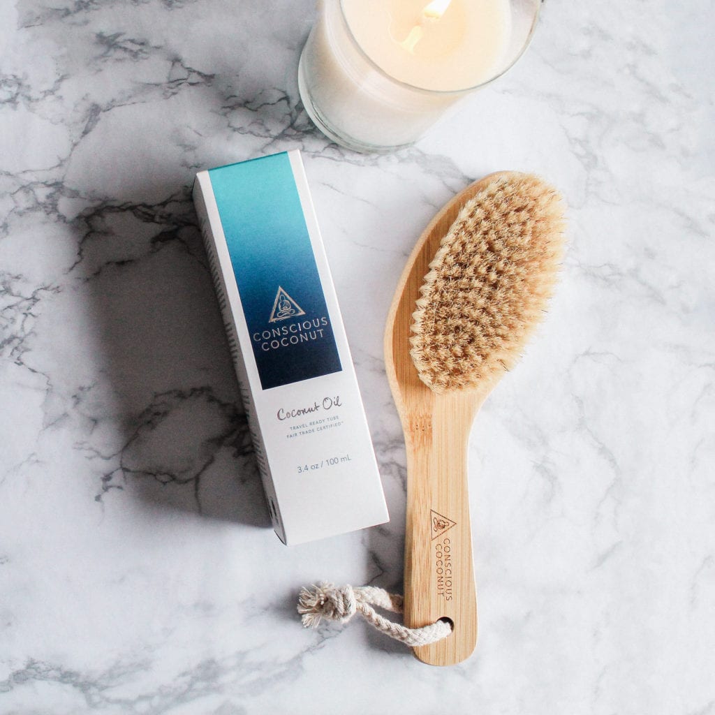 conscious coconut dry brushing