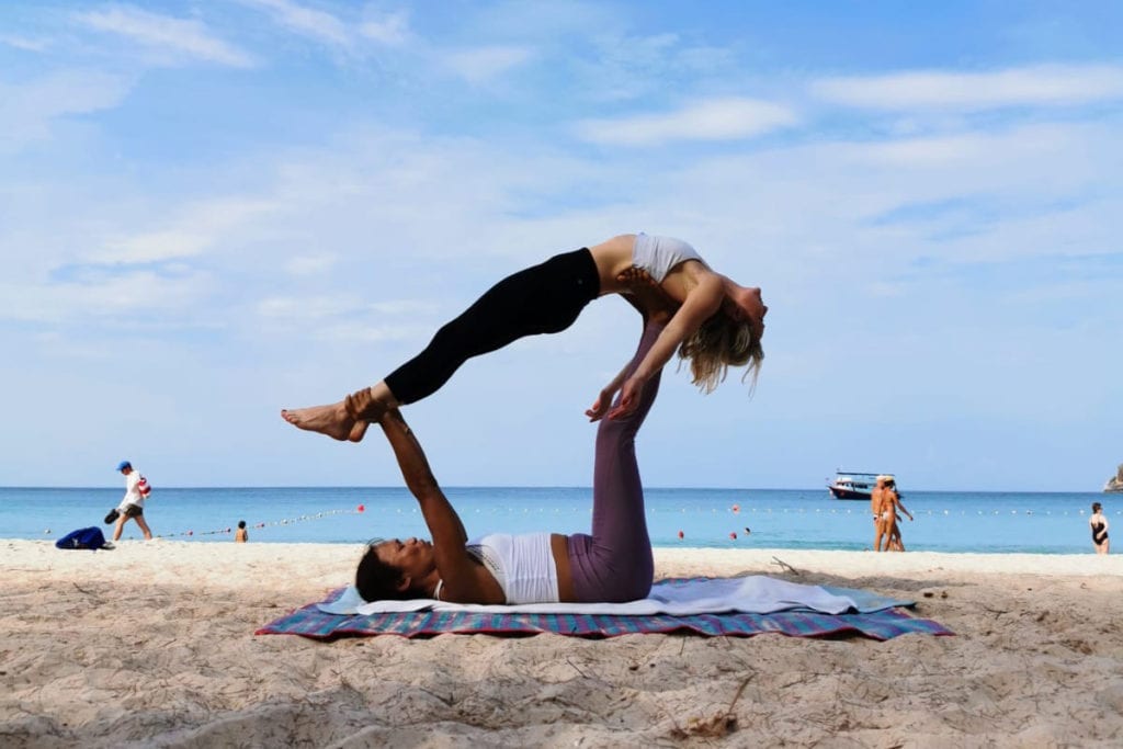 Yoga for couples with touches