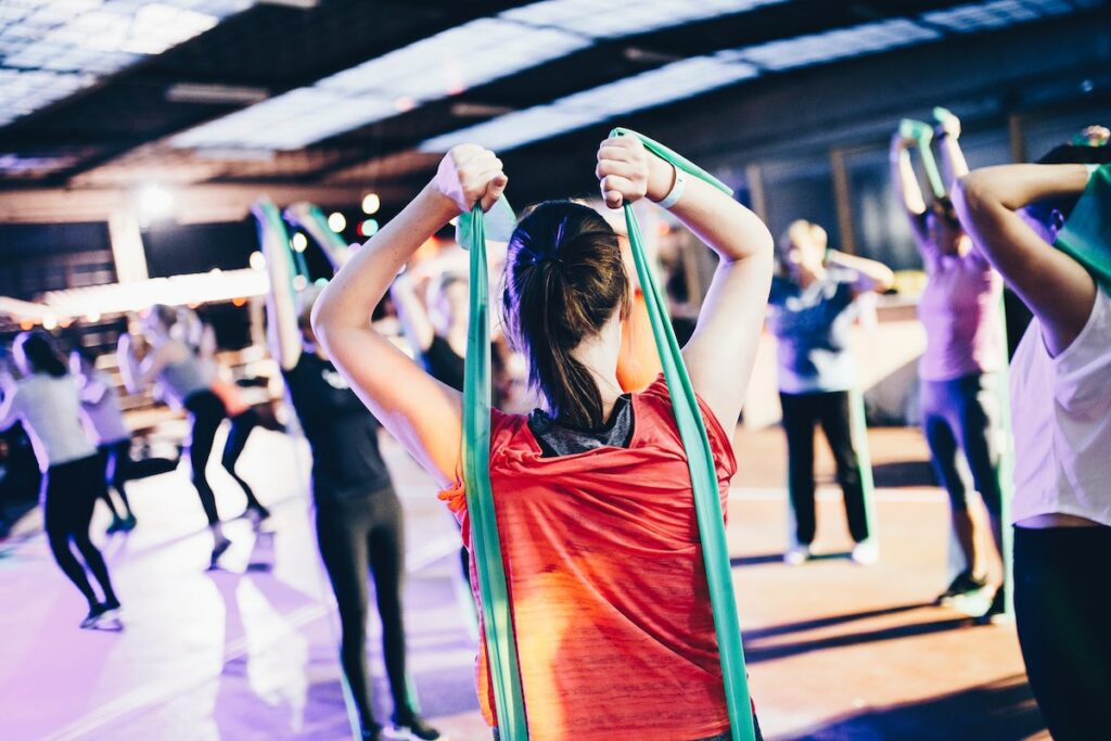 person at first fitness class in new studio