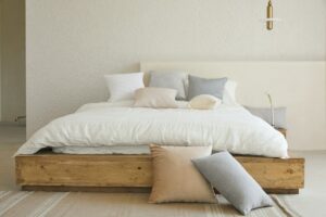 pillows on top of bed