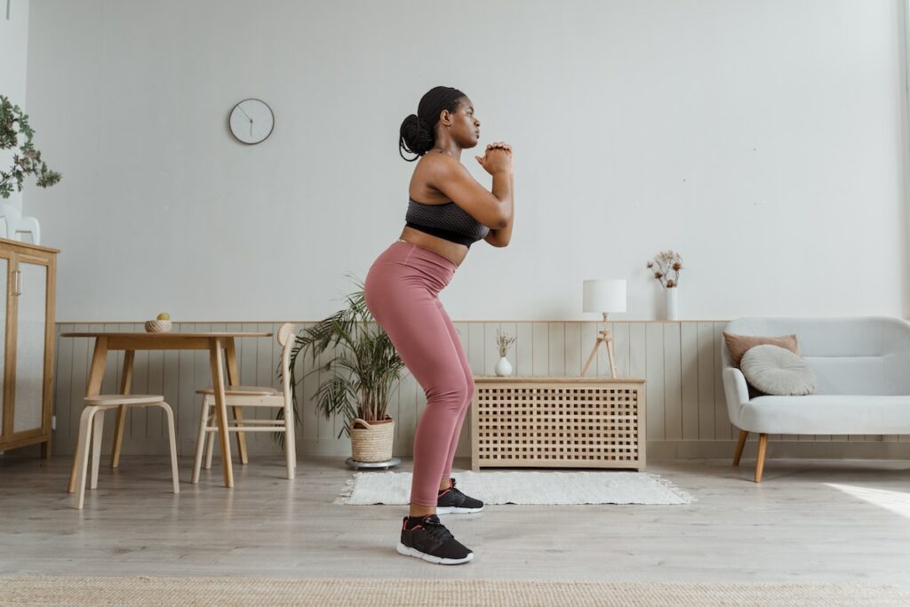 person exercising at home