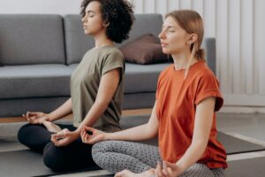 people doing belly breathing