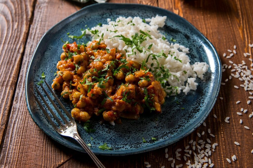 beans and rice on a plate