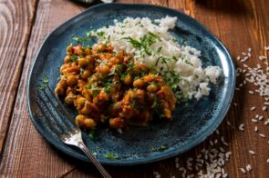 beans and rice on a plate