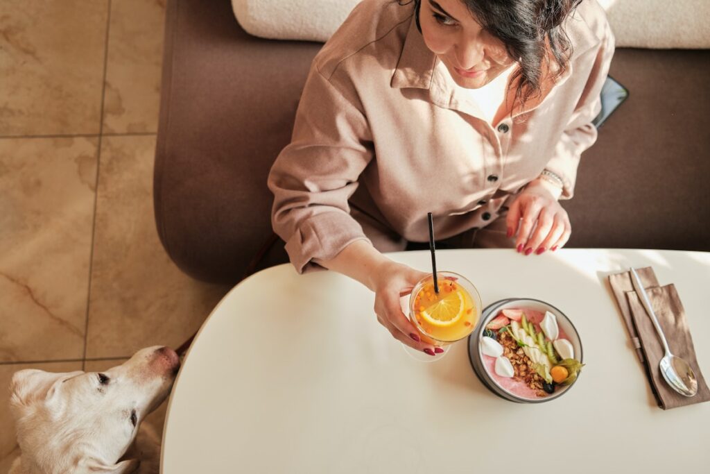 person eating dinner at table